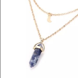 Natural Stone Crystal Layered Gold Necklace Choker